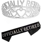 MEANT2TOBE Silver Retirement Party Sash and Crown Set for Women - Fabulous Glitter Sash + Premium Rhinestone Tiara - Perfect Christmas Gift